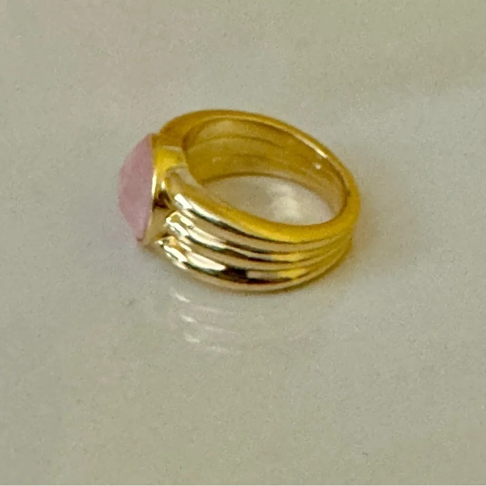 Gorjana New Size 9 18k Gold Plated Rose Quartz Power Gemstone Reed Ring for Love